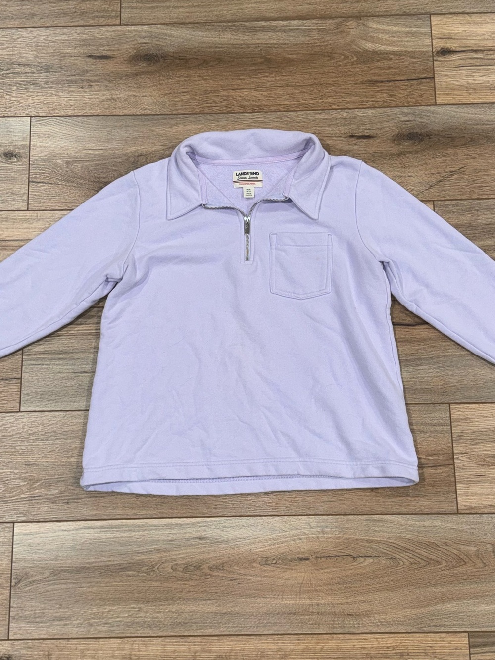 LANDS' END Preppy Casual Lavender Purple Quarter Zip Sweatshirt | Size Medium